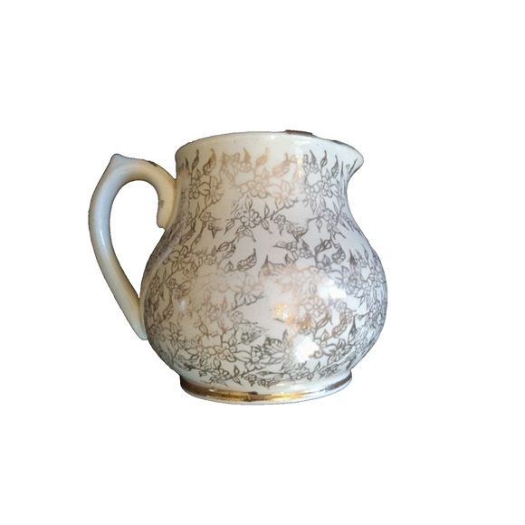 Sadler England Vintage Ceramic Creamer Pitcher Jug – Floral Black & White - Picture 2 of 5